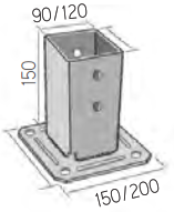 PPJBT120 PIE METALICO CUADRADO 122x122
